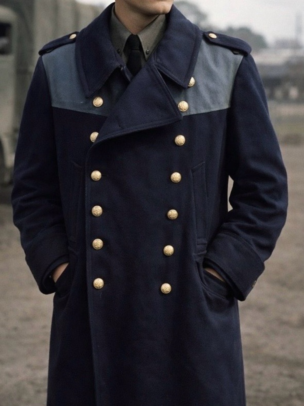 Vintage West Germany Navy Uniform Long Overcoat Great Coat Heavyweight